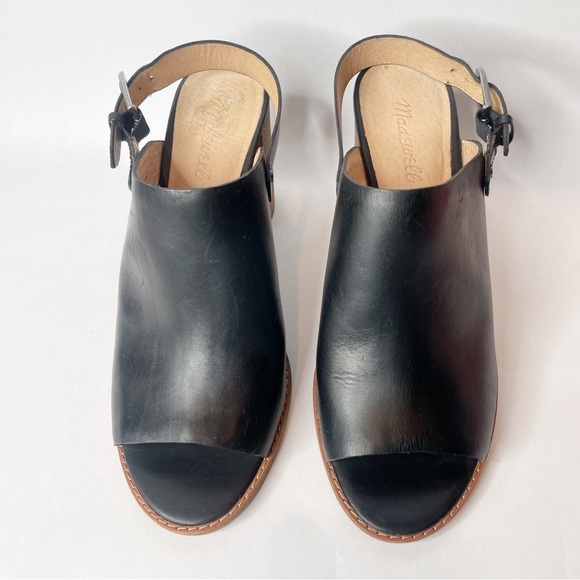 Madewell Riley Black Leather Convertible Sling Back Mules Size 10 - Picture 4 of 15